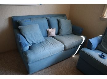Denim Upholstered Loveseat 65' L X 35' H X 37' D - Super Comfy!!