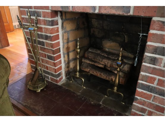 Brass Andirons & Brass Fireplace Tools
