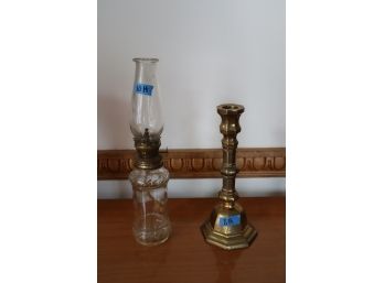 Candlestick & Oil Lamp