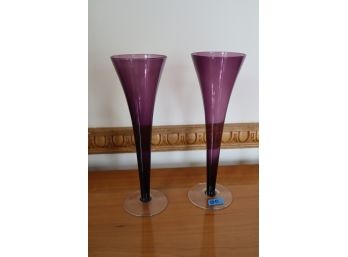 Purple Glass Champagne Flutes