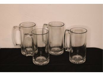 Four Glass Mugs - 7' H