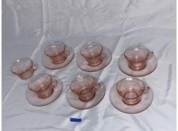 Pink Glass Teacups And Saucers - PLL 13