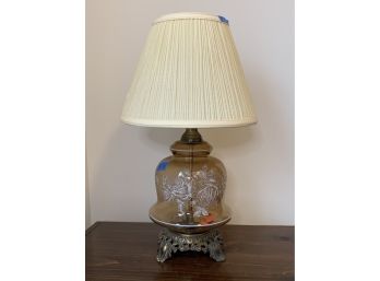 Pair Of Glass Lamps With Floral Decoration - PLL 23