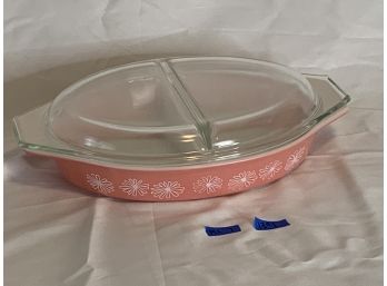 Pink Pyrex Covered Divided Casserole 'Daisy'- PLL 7