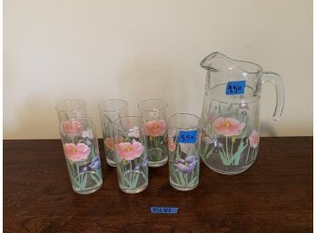 Pitcher & Glasses In Floral Motif - PLL 84