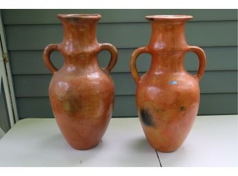 Pair Of Decorative Handled Urns  28' H