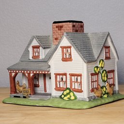 Ceramic Party Light Tea Light House Farmhouse With Chicken. 8' X 5.5'