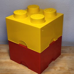 2 LEGO Storage Bins - Red And Yellow 4x4