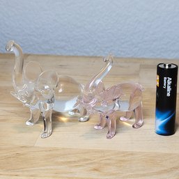 Crystal Art Glass Elephants Lot Of 2