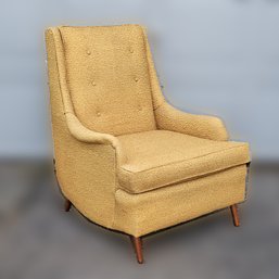 Mid Century Modern Upholstered Lounge Chair C 1950s MCM In Harvest Gold