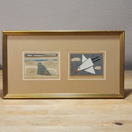 Suzie Coon - Listed Artist - Collage On Board Framed Beach Seagull Wall Art
