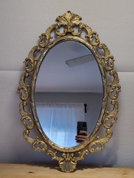 Vintage Gold Ornate Metal Framed Mirror - Victorian, Syroco Style
