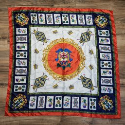 VINTAGEROYAL CASINO POKER CARD GAMES RED BLUE SATIN 34' SQUARE SCARF