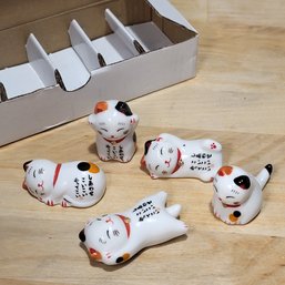 5 Cute Lucky Cats Chopstick Rests Decor