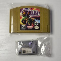 Nintendo 64 Zelda Majora's Mask And Memory Pak - Game Is Reproduction