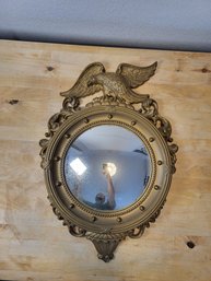 Vintage SYROCO Antiqued Gold Convex Eagle Mirror #4007 Federal Style 21' X 15' Made In USA