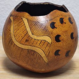 Vintage Carved Gourd - Decorative Trinket Container