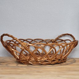Vintage Open Weave Wooden Basket