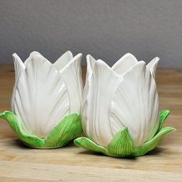 White Tulip Flower Candle Holders
