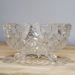 Papillon Hofbauer 3-footed Crystal Bowl Butterflies Vintage