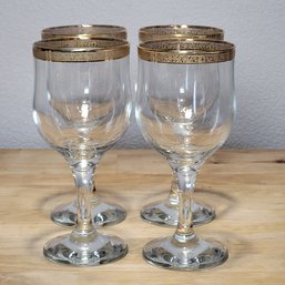 MCM Gold Rimmed Wine Glasses Set Of 4
