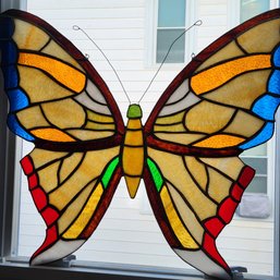 Vintage Large Stained Glass Butterfly  24' X 20'