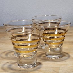 Gold Trim Juice, Cocktail, Bar Shot Glasses SET Of 4