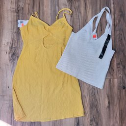 Set Of Small New Womens Clothes - White Tank Top And Yellow Dress
