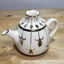 Ivory Teapot With Gold Trim Candle Holder