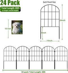 24 Pack Decorative Garden Fence Panels No Dig Fencing, Total 24in (H) X 26ft (L), Rustproof Metal Wire