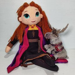 Disney Frozen 2 Anna Ana Princess Frozen Plush Doll 10 WITH SVEN TY Plush