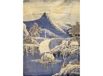 Signed Japanese Printed Tapestry
