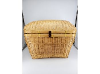 Vintage Chinese Herringbone Weaved Basket