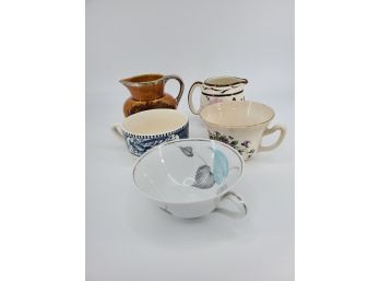 Five Piece China Teacups And Creamers