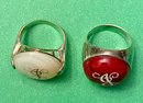 Set Of Two Sterling Rings With Cabochons