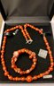 Heavy Sterling And Carnelian Necklace And Bracelet Set
