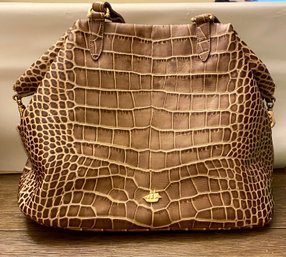 Brahmin Delaney Savannah Taupe Leather Shoulder Bag