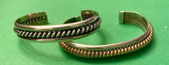 Set Of 2 Sterling Cuff Bracelets, Including One By Navajo Tahe