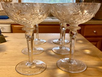 Set Of 6 Rogaska  Gallia Large Champage Glasses/Sherbert Glasses