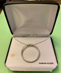 Platinum Over Silver Diamond Accent Necklace