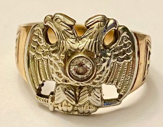 10k Gold 32nd Degree Shriners/Free Masons Diamond Ring