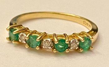 14k Gold Emerald And Diamond Ring