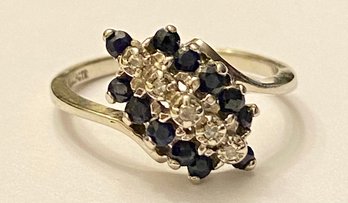 10kt Gold Vintage J.M. Fox Sapphire And Diamond Ring