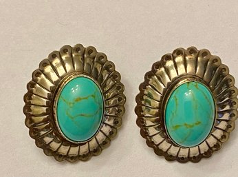 Sterling And Turquoise Post Earrimgs