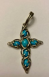 Relios Sterling And Turquoise Across Pendant