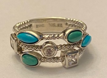 Joseph Esposito Sterling, Turquoise, And CZ Ring