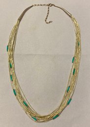 Sterling And Turquoise Liquid Silver Necklace