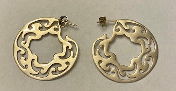 Ornate Sterling Hoop Earrings