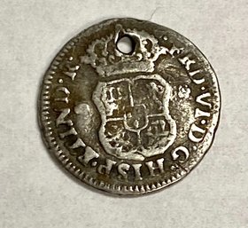 1748 Spanish Mexico Silver 1/2 Reales Antique 1700's Colonial Pirate Pillar Coin