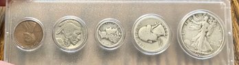 1937 BIRTH YEAR 5 COIN SET - 90 SILVER COINS (3) INCLUDED - CIRCULATED SET